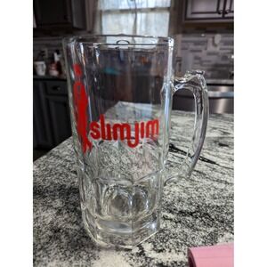 Vintage Slim Jim Glass Mug 8" TALL 32 OZ Beer Mug Clear Glass